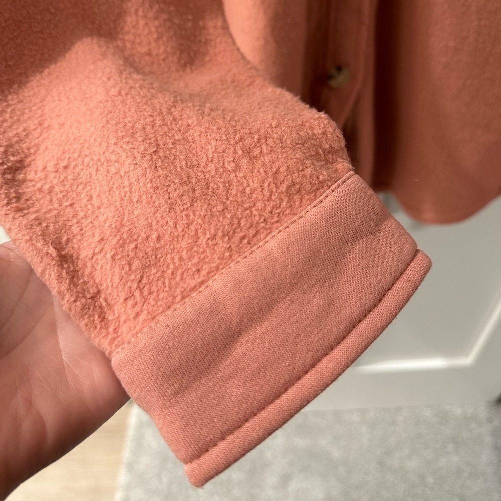 NWT Wonderly Fuzzy button down Shacket in Dull Rose, size L, brand new, pink - Picture 6 of 10